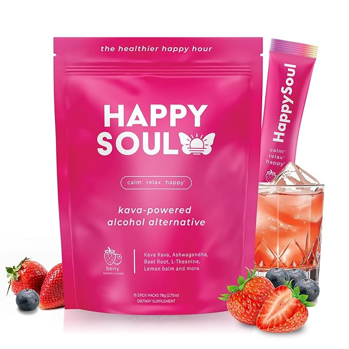 HappySoul Kava Drink Mix Powder-Alcohol Alternative for Evenings & Social Drinking