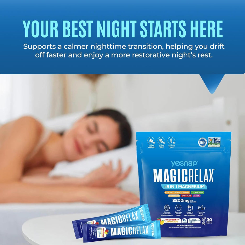 MAGICRELAX 8-in-1 Chelated Glycine Magnesium Powder Beverage Mixture