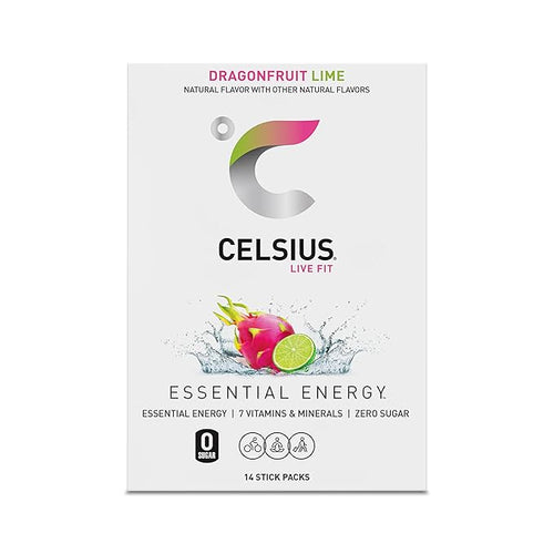 CELSIUS® On-The-Go Powder Sticks Dragonfruit Lime, Essential Energy 2.8 Oz