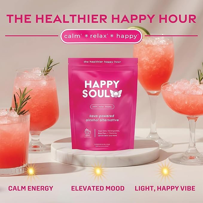 HappySoul Kava Drink Mix Powder-Alcohol Alternative for Evenings & Social Drinking