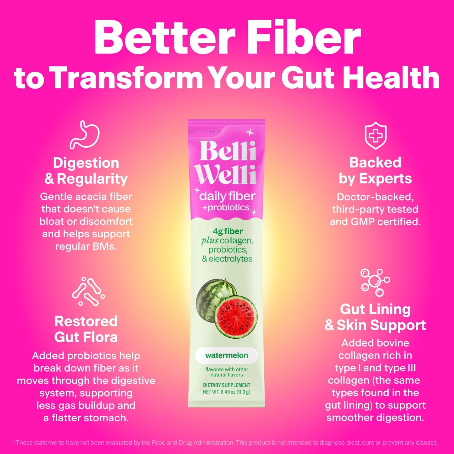 Baily Wiley Daily Fiber Supplement Pack (containing collagen, probiotics and electrolytes)