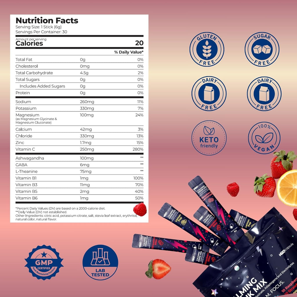 Calm Magnesium Glycinate Powdered Drink Mix with Electrolytes