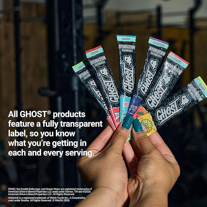 GHOST Hydration Sticks, Electrolyte Powder Packets, Sonic Cherry Limeade