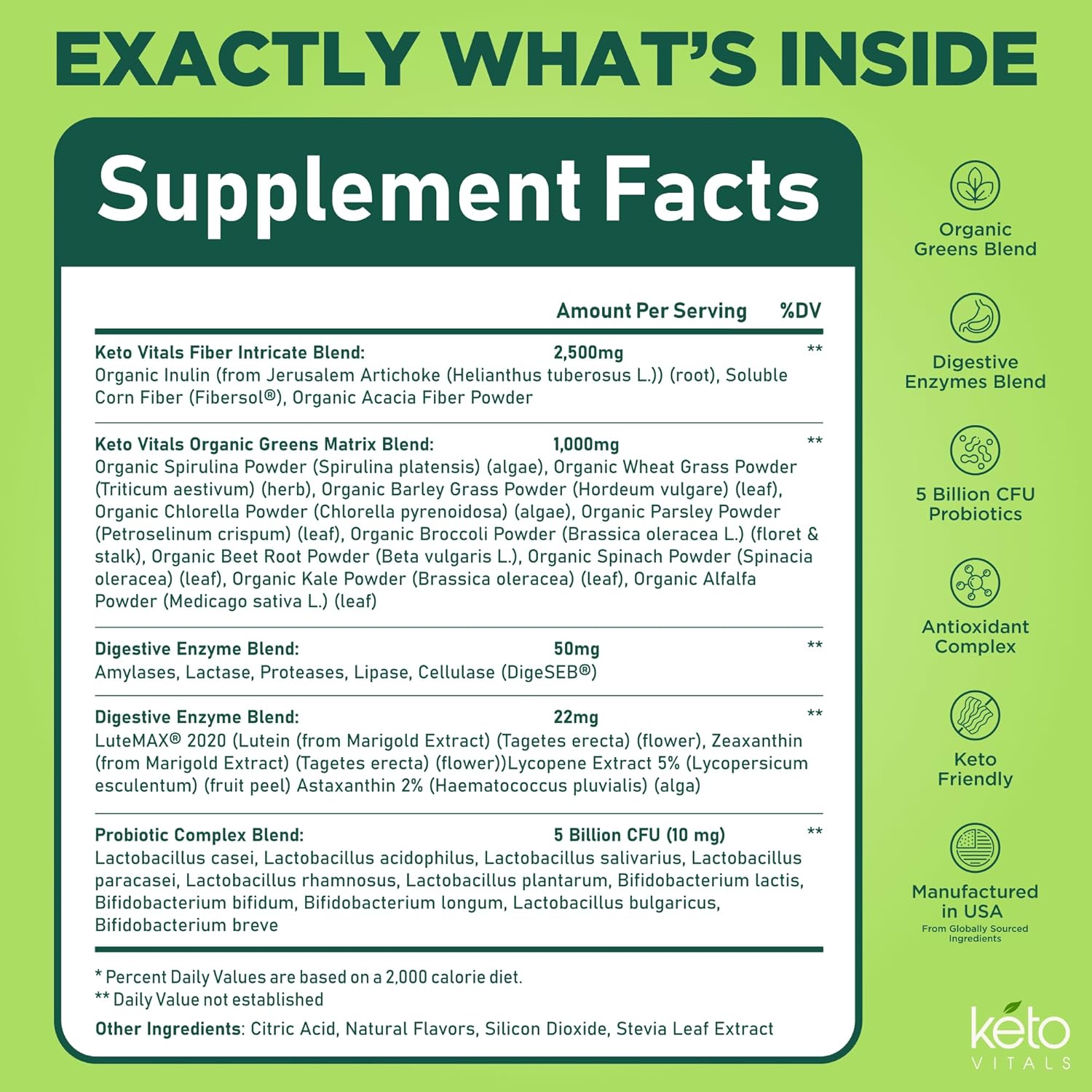 Keto Vitals Keto Electrolytes Plus Greens Superfood Powder Packets