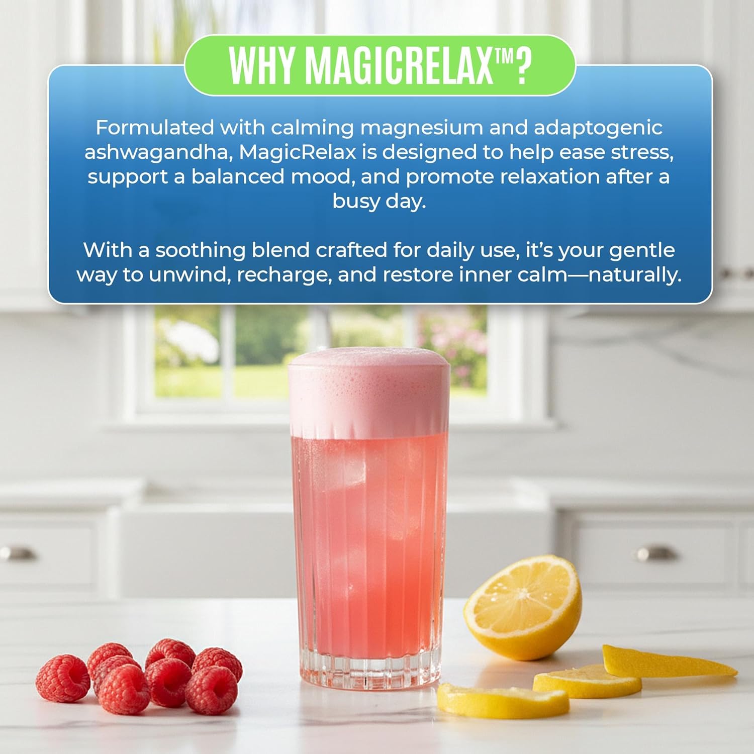 MAGICRELAX 8-in-1 Chelated Glycine Magnesium Powder Beverage Mixture