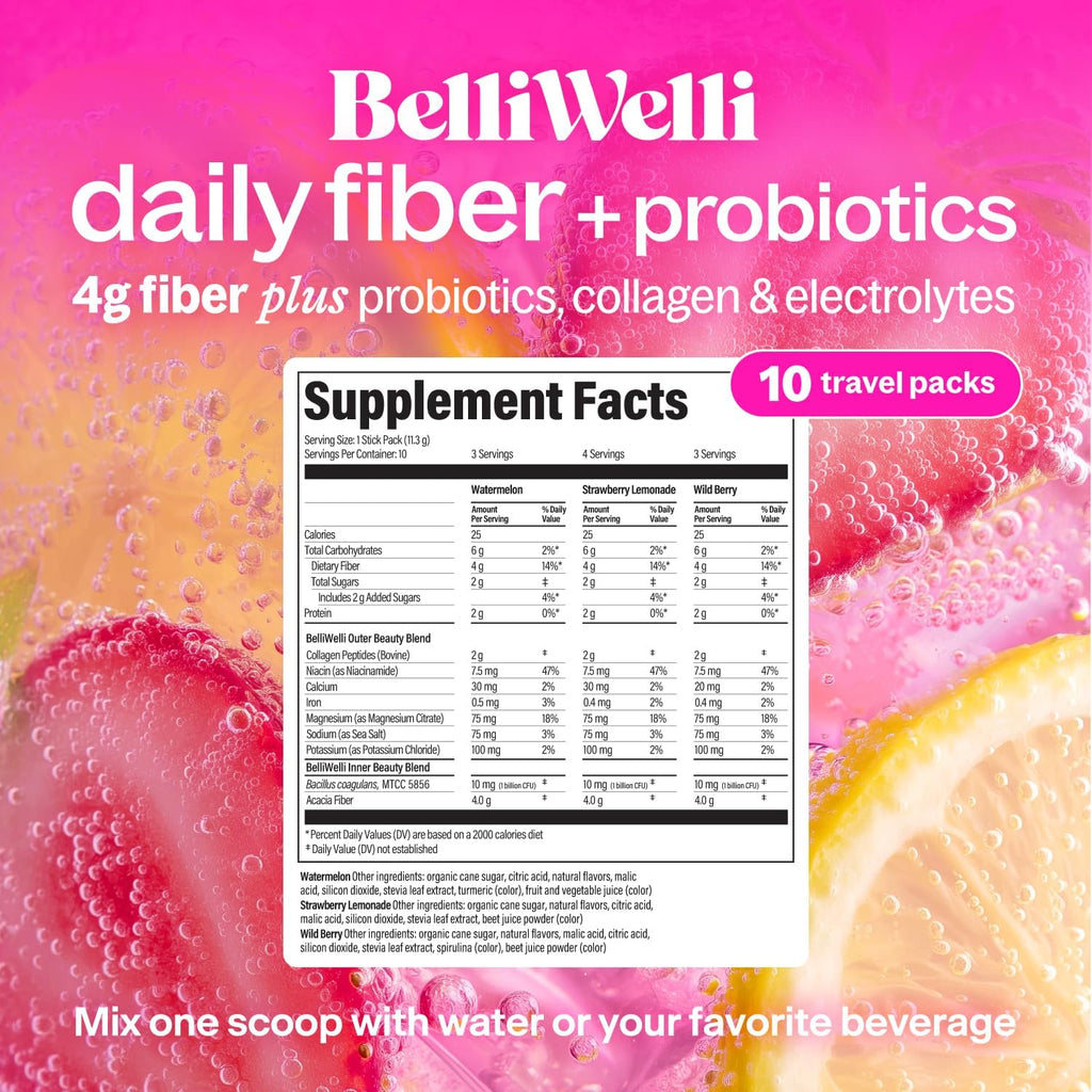Baily Wiley Daily Fiber Supplement Pack (containing collagen, probiotics and electrolytes)