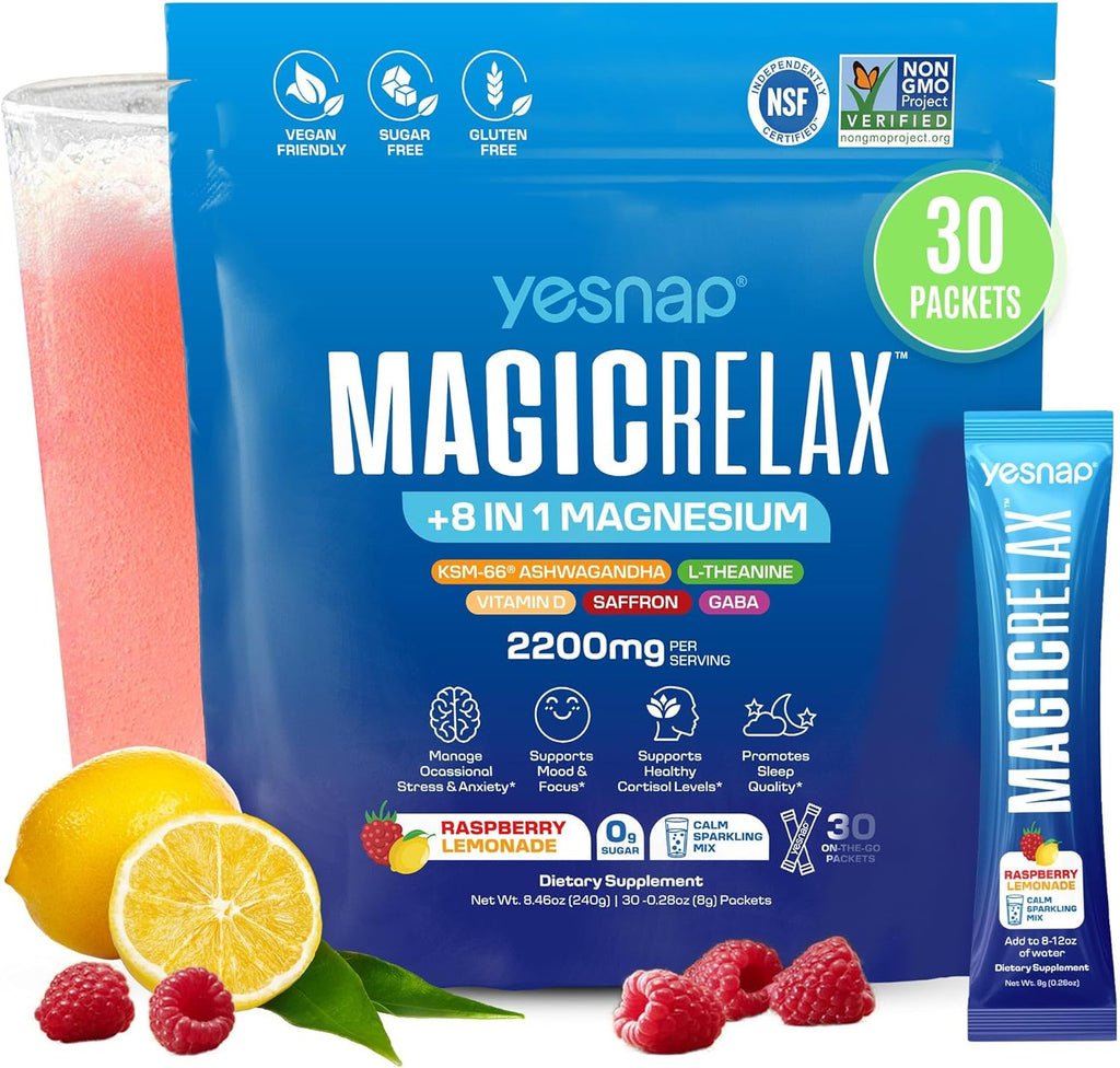MAGICRELAX 8-in-1 Chelated Glycine Magnesium Powder Beverage Mixture