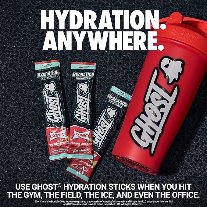 GHOST Hydration Sticks, Electrolyte Powder Packets, Sonic Cherry Limeade